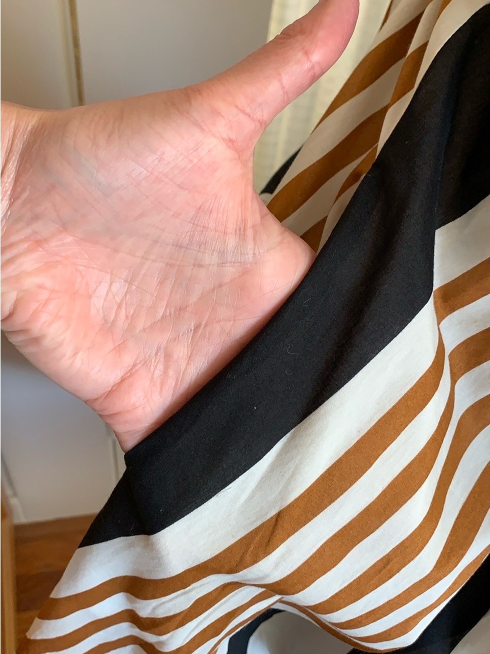 Moulinette Soeurs Strapless Striped Dress in Black, White & Brown - Picture 3 of 8
